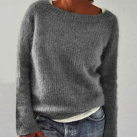 Elena | Women's Casual Relaxed-Fit Knit Pullover Sweater in Gray