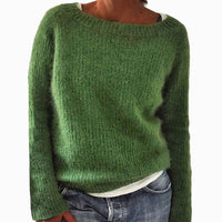Elena | Women's Casual Relaxed-Fit Knit Pullover Sweater in Green