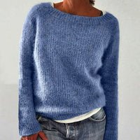 Elena | Women's Casual Relaxed-Fit Knit Pullover Sweater in Light Blue