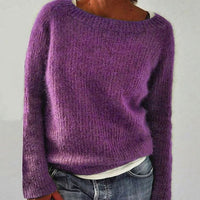 Elena | Women's Casual Relaxed-Fit Knit Pullover Sweater in Purple