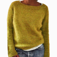 Elena | Women's Casual Relaxed-Fit Knit Pullover Sweater in Yellow