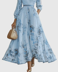 Elestren | Women's Pleated V-Neck Wedding Guest Maxi Dress