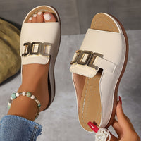Elettra | Women's Open Toe Slide With Buckle Detail Sandals