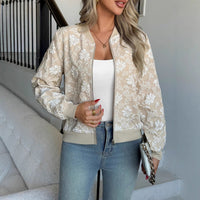 Elettra | Women's Floral Elegant Jacket in Khaki