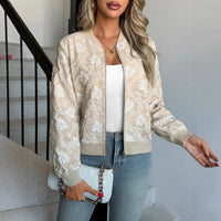Elettra | Women's Floral Elegant Jacket in Khaki