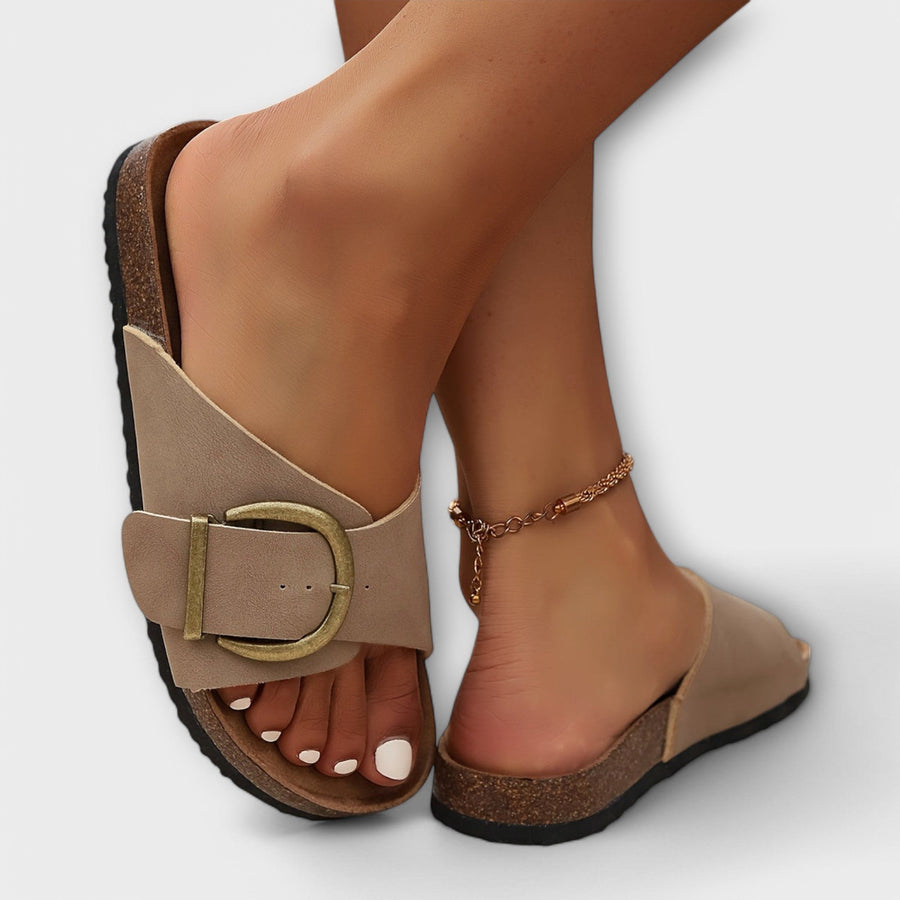 Elfrida | Women's Open Toe Slide With Wide Single-band Sandals