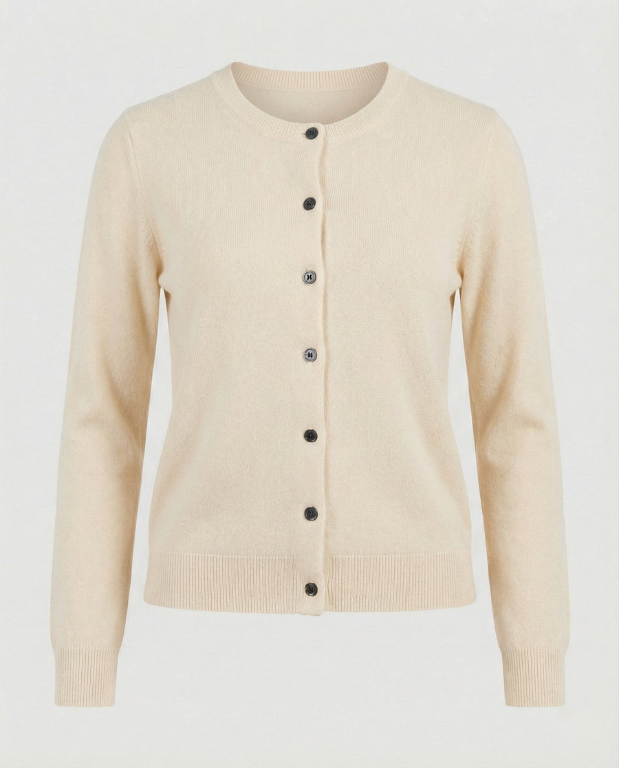Elfrida | Women's Button-Front Knit Soft Cardigan in Beige