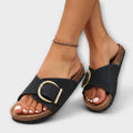 Elfrida | Women's Open Toe Slide With Wide Single-band Sandals