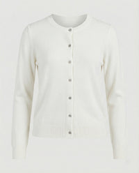 Elfrida | Women's Button-Front Knit Soft Cardigan in Creme White