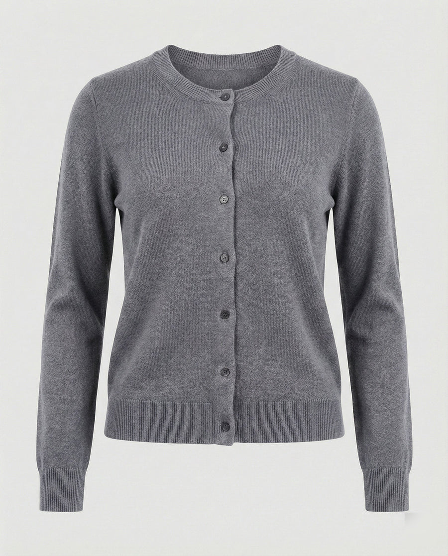 Elfrida | Women's Button-Front Knit Soft Cardigan in Gray