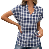 Elfriede | Women's V-Neck Short Sleeve Modern Blouse