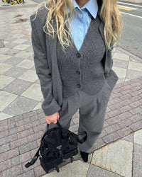Eliana | Women's Textured Pockets Elegant Jacket in Gray