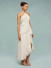 Eliora | Women's Sleeveless Pleated Asymmetric Wedding Guest Maxi Dress