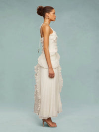 Eliora | Women's Sleeveless Pleated Asymmetric Wedding Guest Maxi Dress