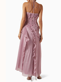 Eliora | Women's Sleeveless Pleated Asymmetric Wedding Guest Maxi Dress