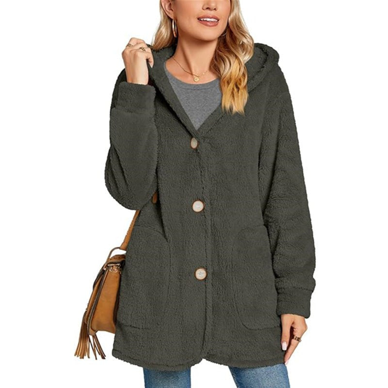 Elisa | Women's Oversized Cozy Pockets Hooded Jacket in Gray