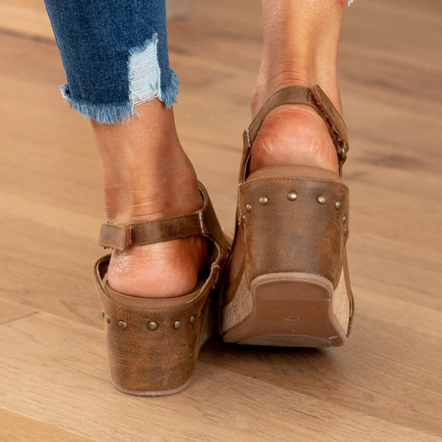 Elke | Women's Open Toe Slingback With Wedge Heel Sandals