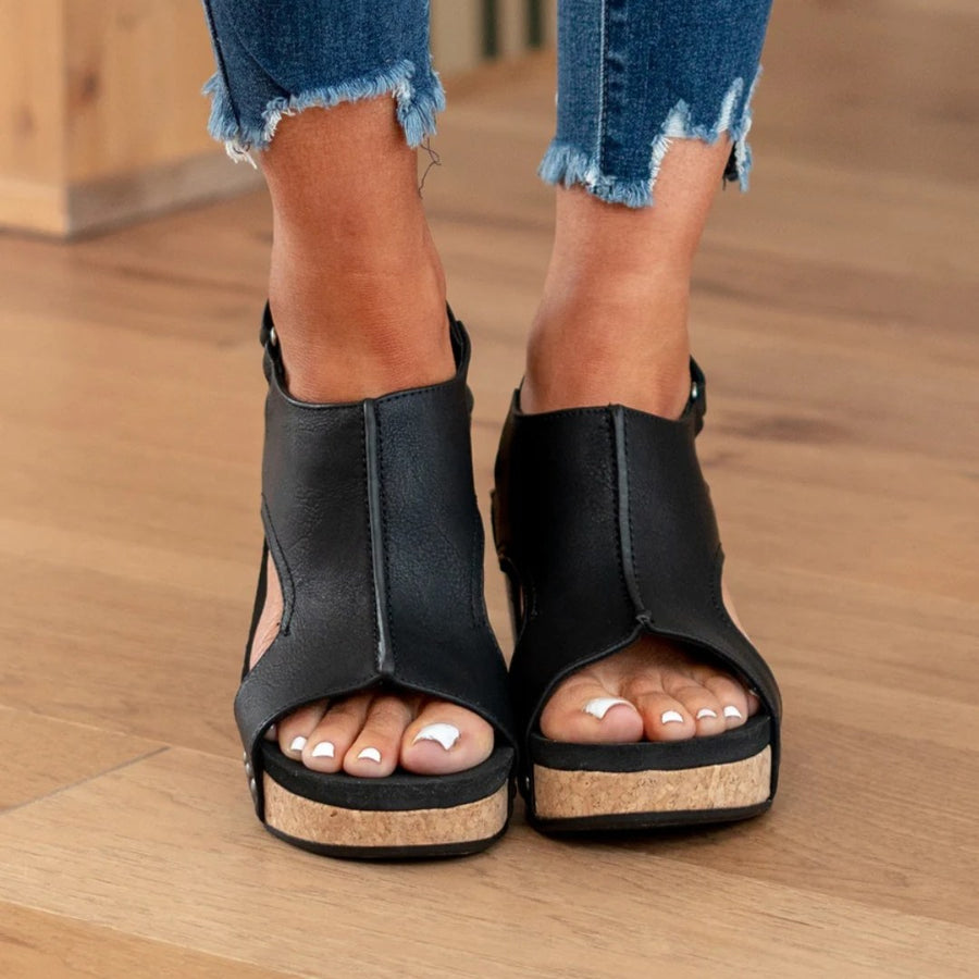 Elke | Women's Open Toe Slingback With Wedge Heel Sandals