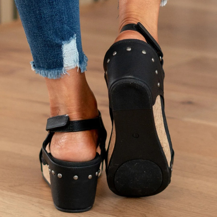 Elke | Women's Open Toe Slingback With Wedge Heel Sandals