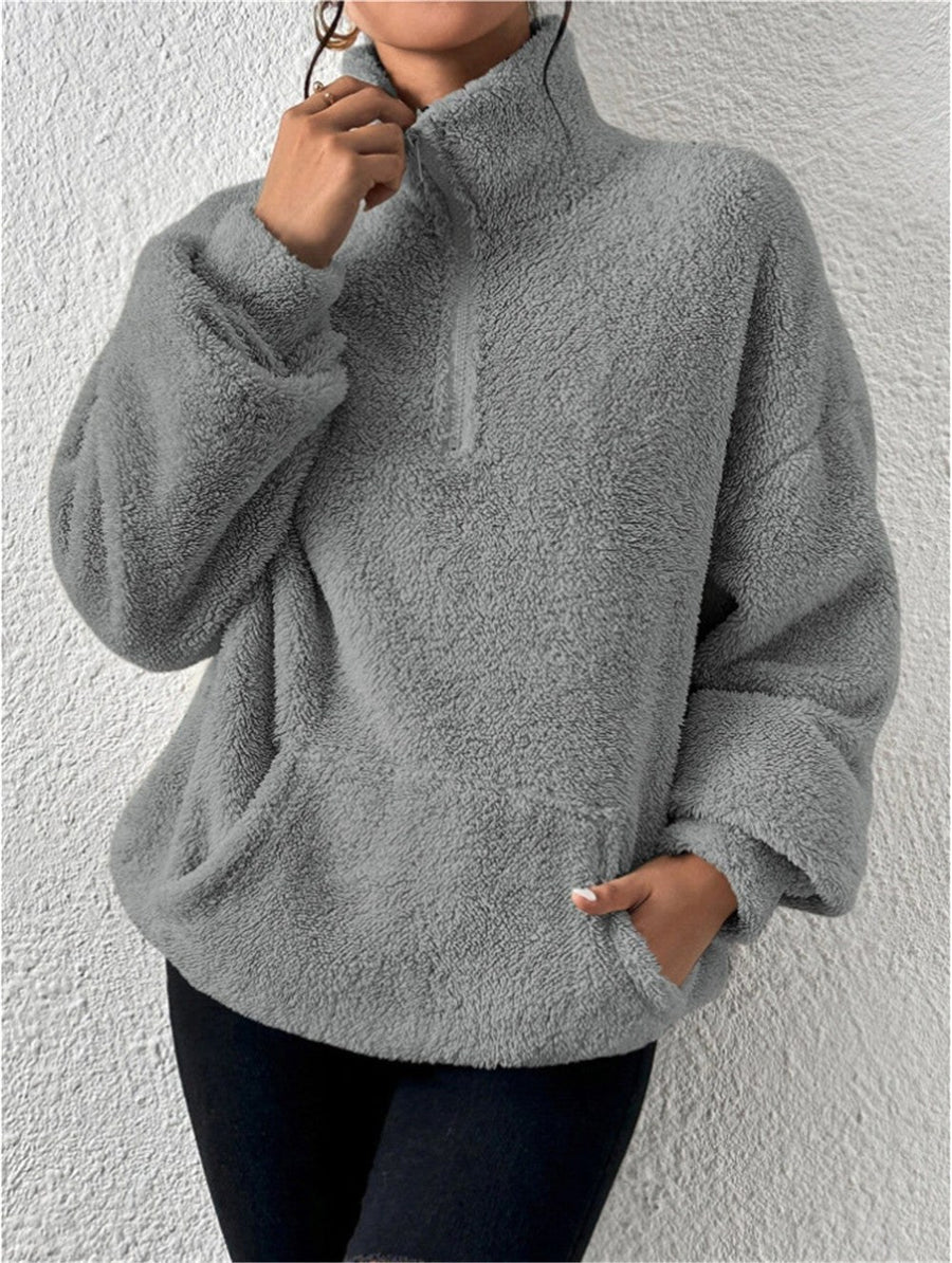 Elke | Women's Cozy Fleece Sweater in Gray