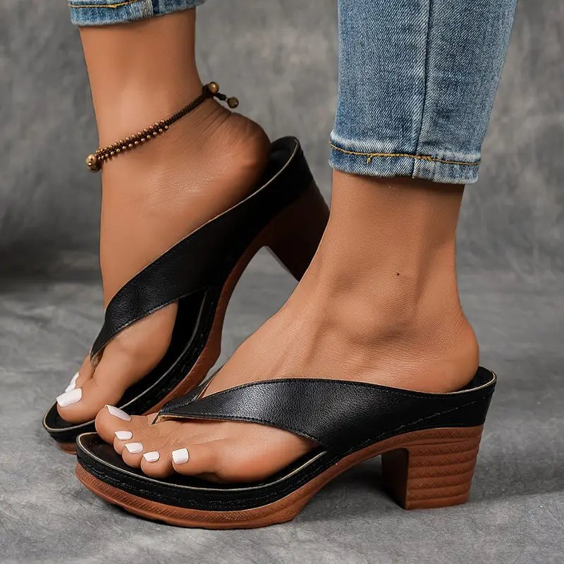 Ella | Women's Open Toe Slip-On Sandals in Black
