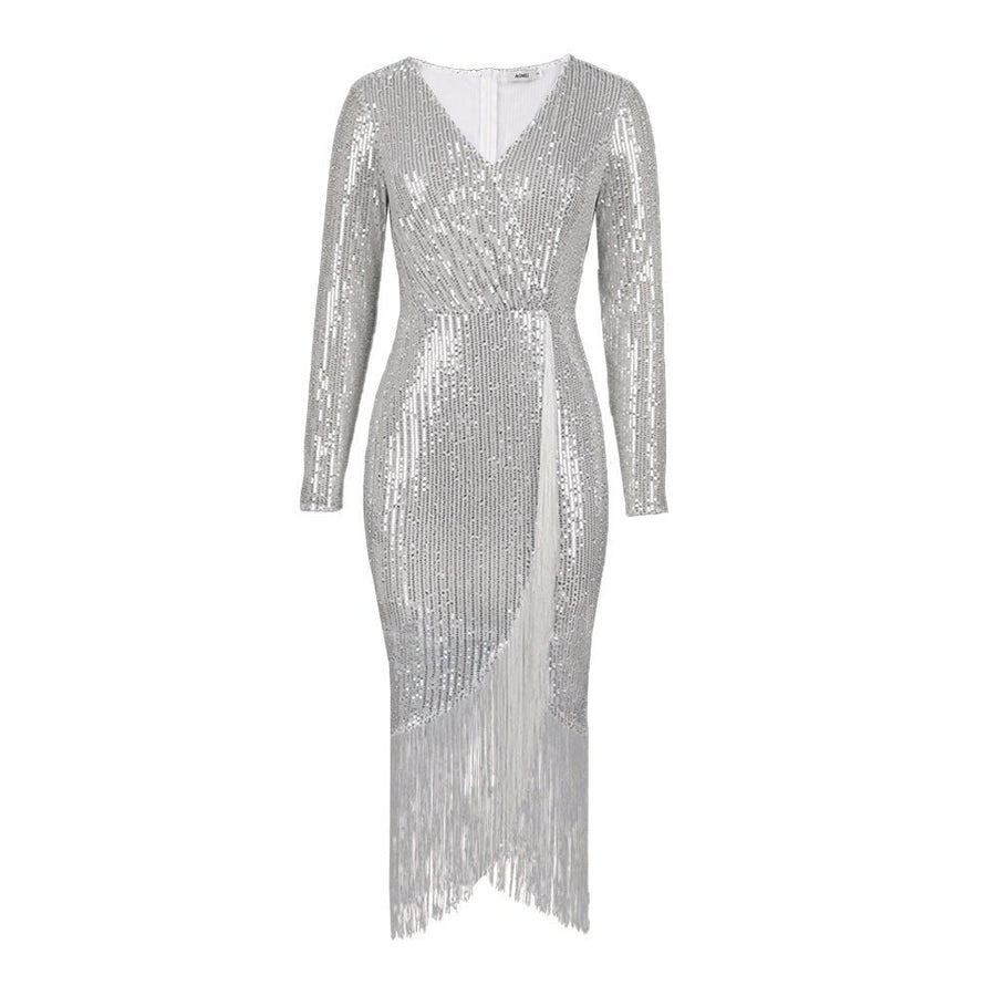 Ella | Women's Fringe Elegant Dress in White