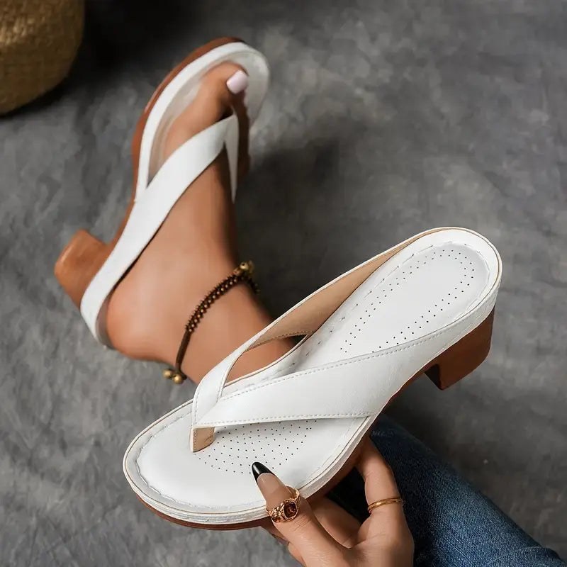 Ella | Women's Open Toe Slip-On Sandals in White