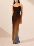 Elladine | Women's Spaghetti Strap Backless Wedding Guest Maxi Dress