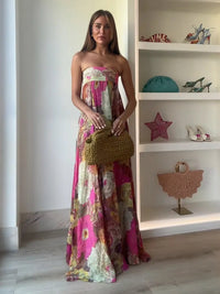 Ellaria | Women's Strapless Floral Wedding Guest Maxi Dress