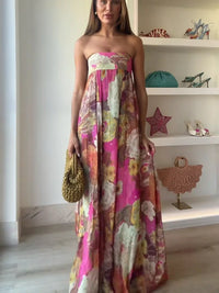 Ellaria | Women's Strapless Floral Wedding Guest Maxi Dress