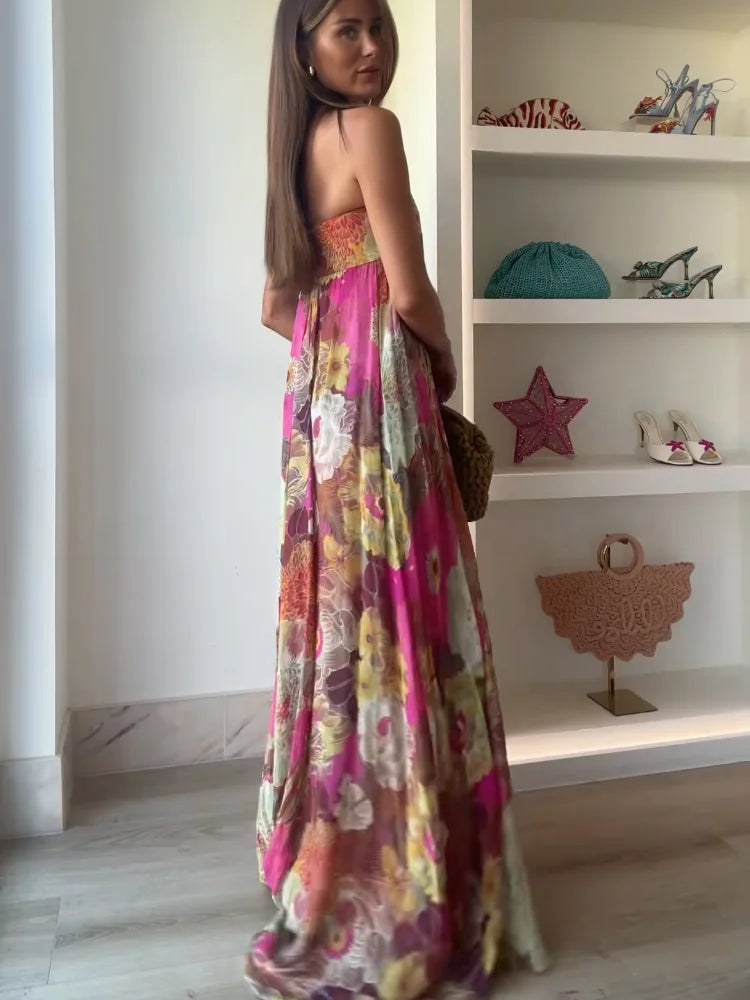Ellaria | Women's Strapless Floral Wedding Guest Maxi Dress