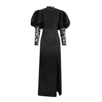 Ellaria | Women's Voluminous Lace Maxi Dress in Black