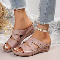 Ellinor | Women's Open Toe Slip-On With Cutout Sides Sandals in Pink