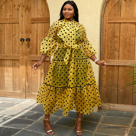 Ellinor | Women's Ruffle Elegant Fashionable Maxi Dress in Yellow