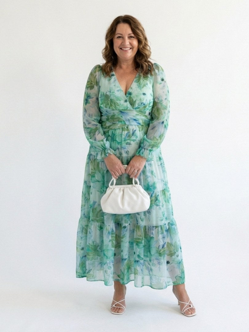 Elloise | Women's V-Neck Floral Wedding Guest Maxi Dress