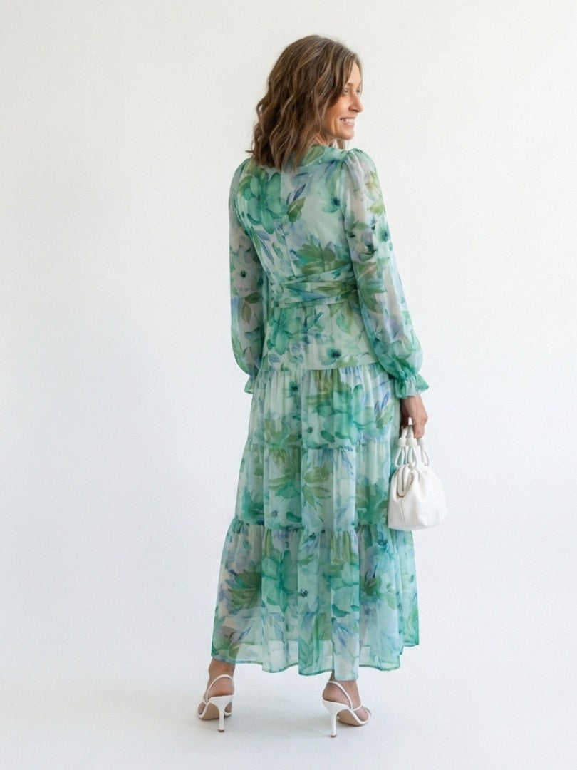Elloise | Women's V-Neck Floral Wedding Guest Maxi Dress