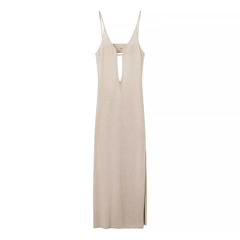 Elmina | Women's V-Neck Maxi Dress in Ivory