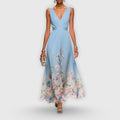 Elmina | Women's V-Neck Sleeveless Floral Wedding Guest Maxi Dress