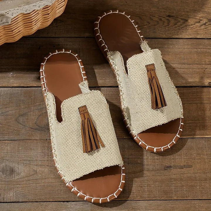 Elodie | Women's Open Toe Tassel Slide Sandals