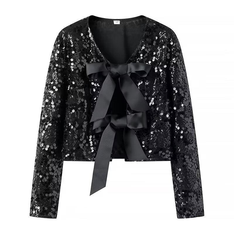 Elodie | Women's Ruffle Elegant Jacket in Black