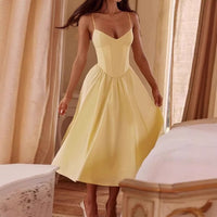 Elodie | Women's Soft Elegant Midi Dress in Yellow