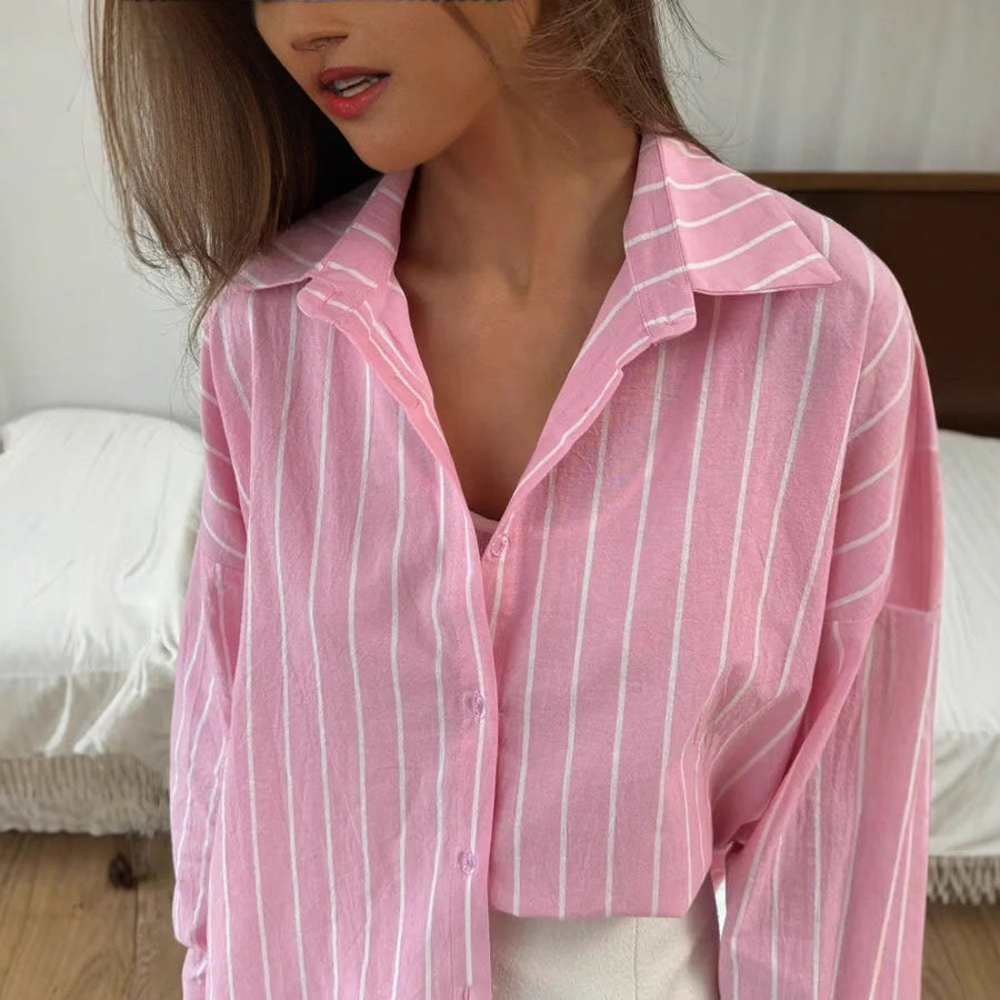 Elowen | Women's Button-Front Striped Blouse