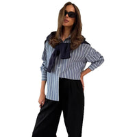 Elowen | Women's Button-Front Striped Blouse