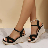 Elsa | Women's Open Toe Wedge With Ankle Strap Sandals