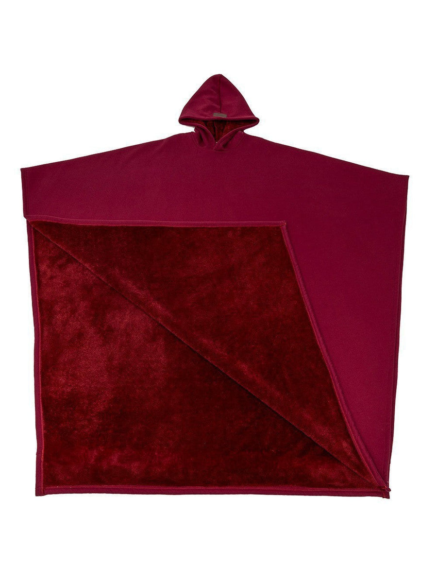 Elsa | Women's Cozy Hooded Fleece Soft Poncho – Fleece Jacket in Bordeaux Red