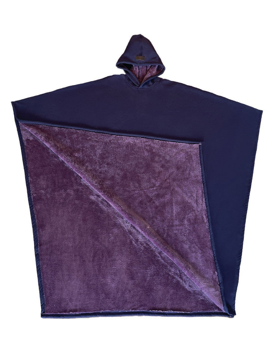 Elsa | Women's Cozy Hooded Fleece Soft Poncho – Fleece Jacket in Dark Purple