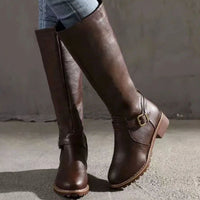 Elsie | Women's Knee-High Buckle-Strap Leather Boots