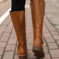 Elsie | Women's Knee-High Buckle-Strap Leather Boots