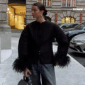 Elsie | Women's Ruffle Detail Elegant Quilted Jacket