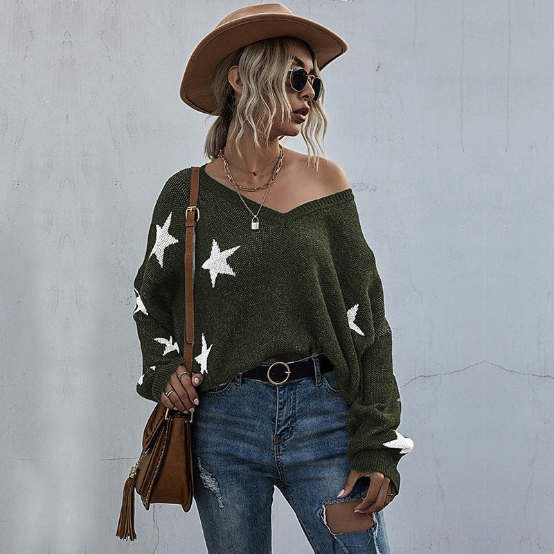 Elvina | Women's Asymmetric Knit Sweater in Olive Green